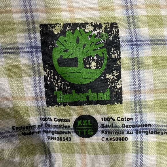 Timberland Green Plaid Short Sleeve Button Up Shirt - Picture 3 of 3